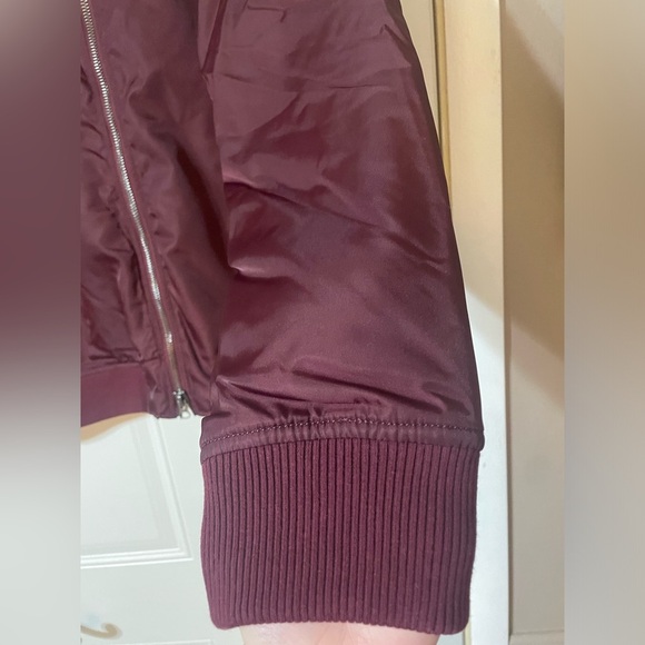 LABEL Unisex Go To Burgundy Bomber Jacket Double Zipper Lots of Pockets - Picture 5 of 13